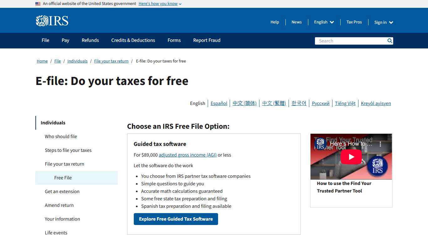 E-file: Do your taxes for free | Internal Revenue Service